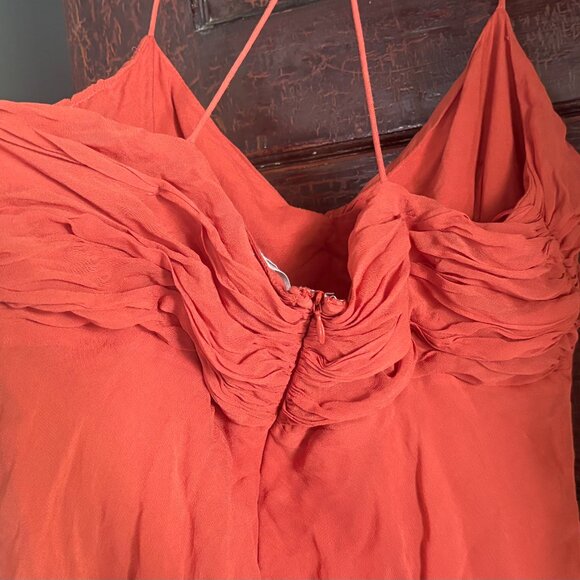 Anthropologie Twist Front Slip Mini Dress Orange Size 10 - Picture 7 of 9